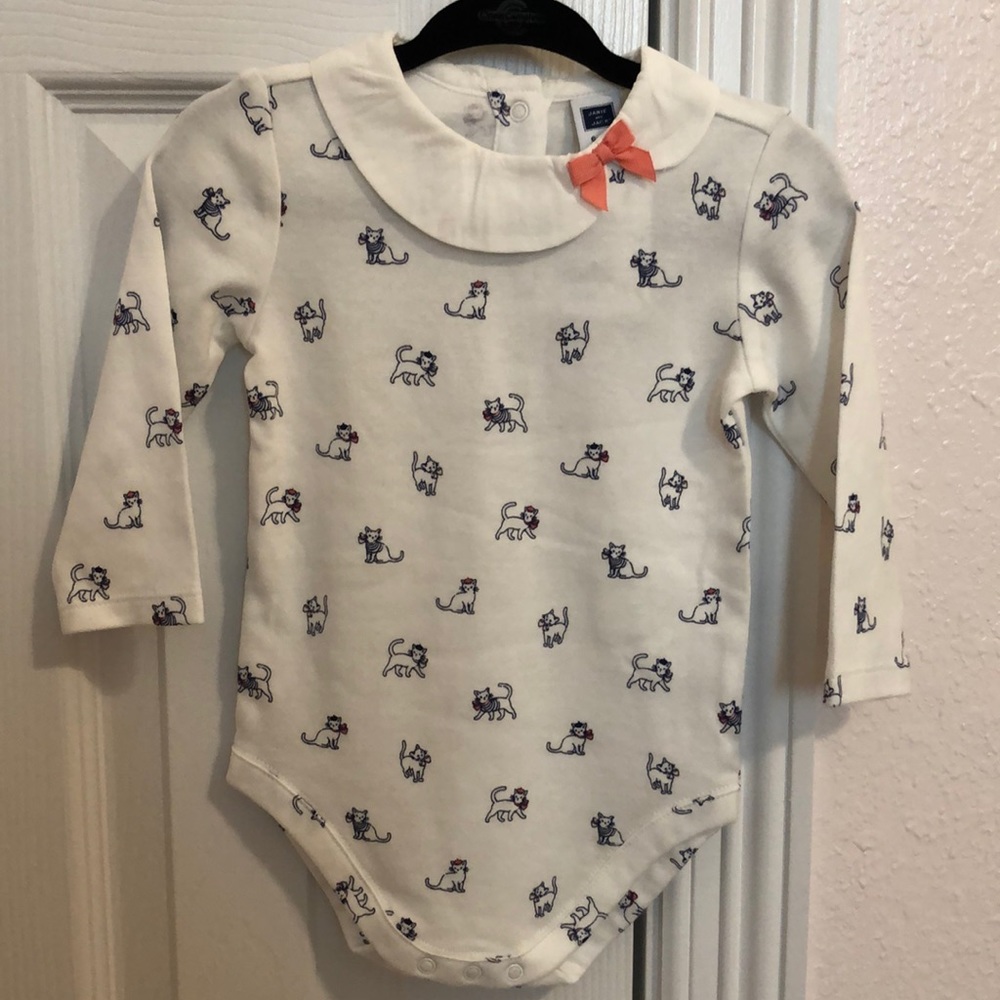 NWT. Janie and Jack cat print long sleeve onesie.